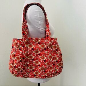 Hey Jude Women’s Red Multicolored Geometric Tote Shoulder Bag All Over Patterned